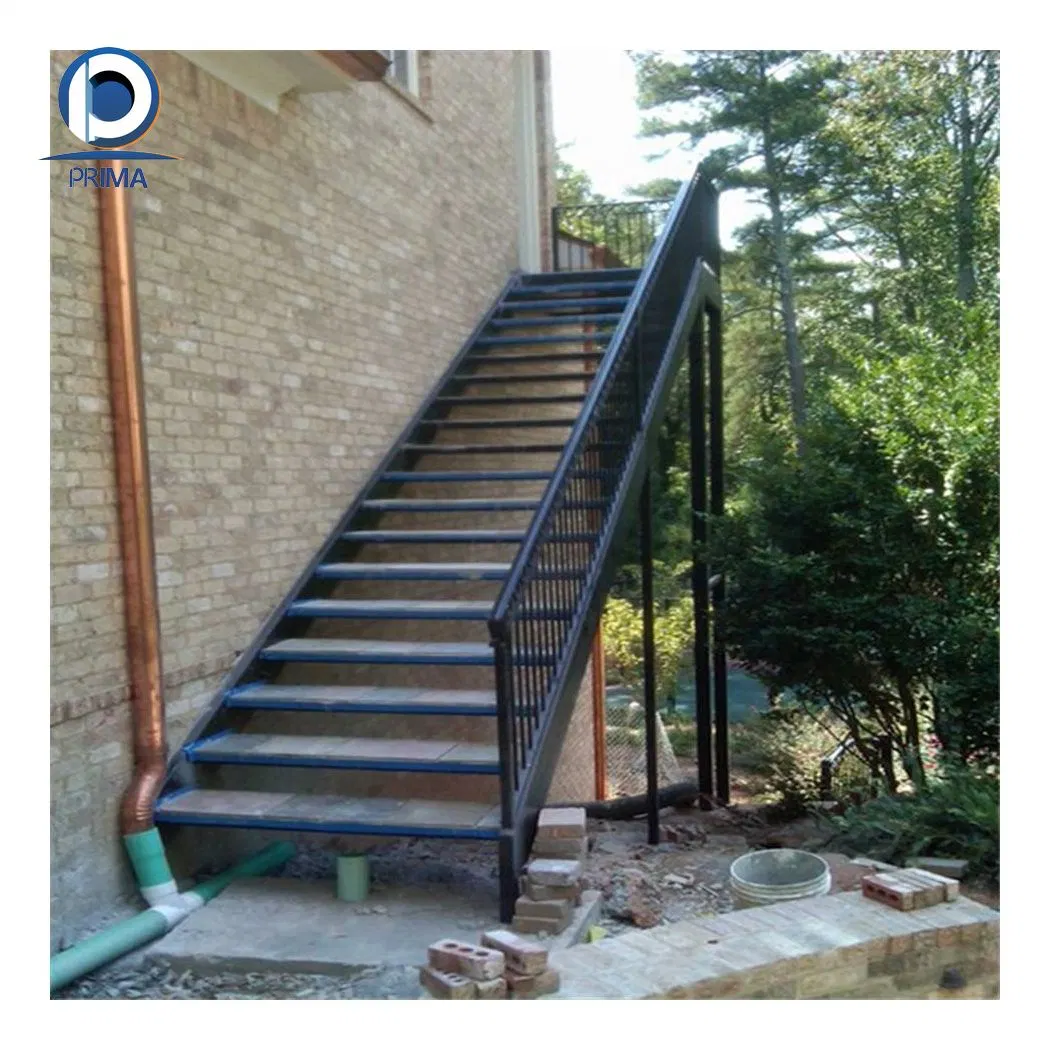 Prima Straight Staircase Customized Steel Stairs Plated Stringer Staircase