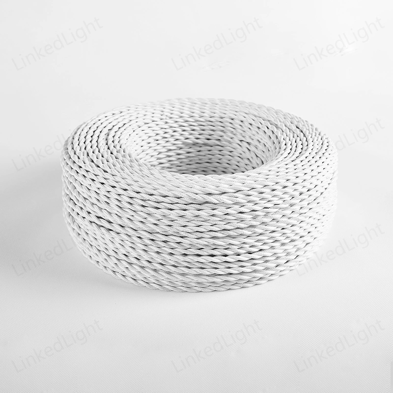 El tejido de algodón blanco versátil Cable trenzado de tejido para lámparas de bricolaje