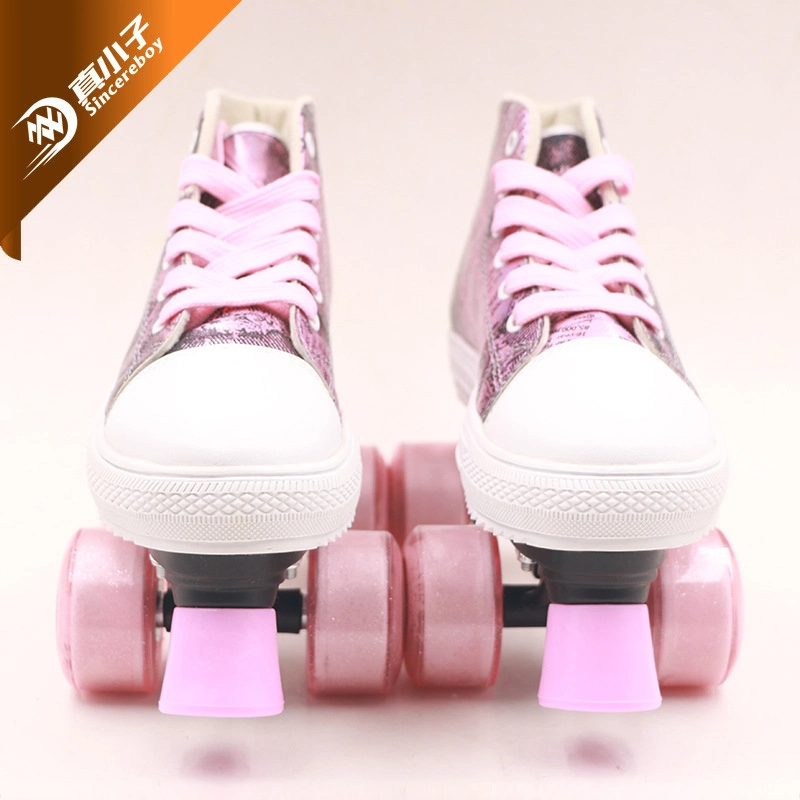 Soft Outdoor & Indoor Laser Material Quad Roller Skate for Kids