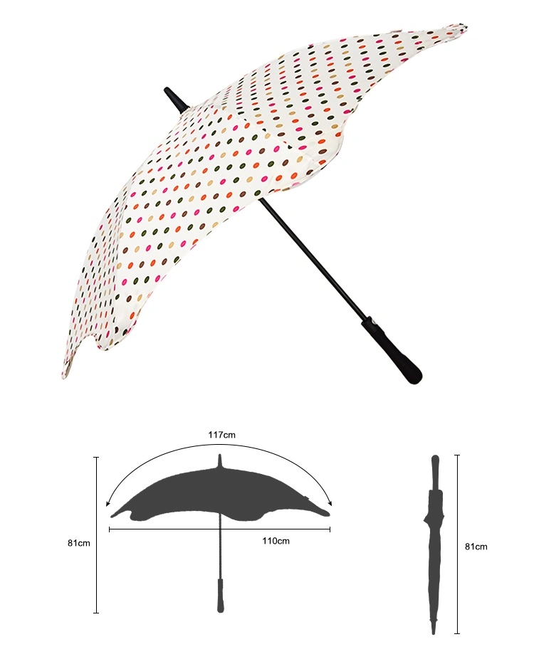 Venta caliente Polka Dot Dual-Use fresca pequeña Sol automático de protección contra la lluvia paraguas recta