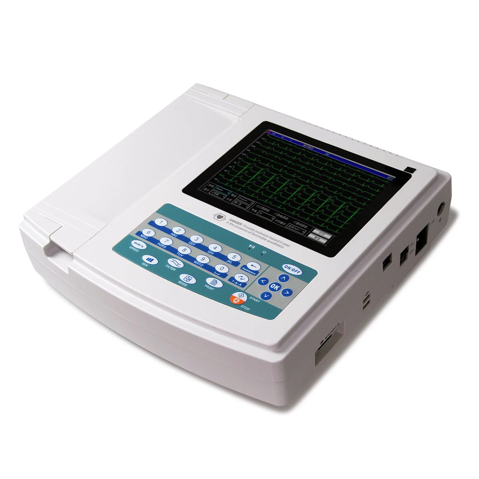 8.0 Color Screen Digital 12 Channel ECG Machine + Software ECG Data Fast Transmitted 12 Channel ECG Machine