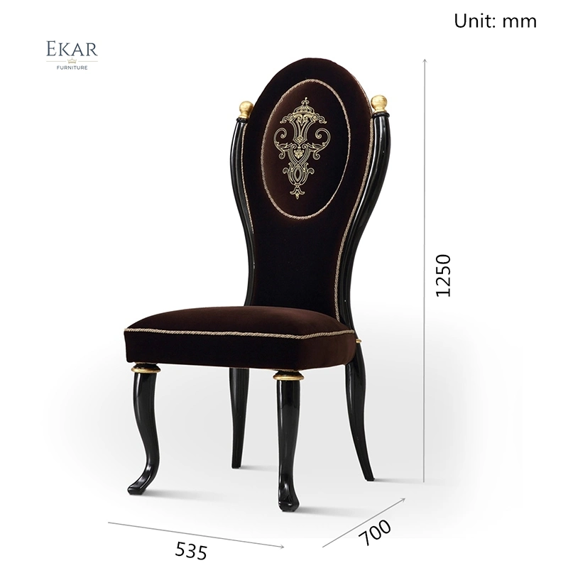 Ekar mobiliário High End Luxury 8 lugares madeira mão esculpida Mesa de jantar redonda Clássico Black conjunto de mesa de jantar