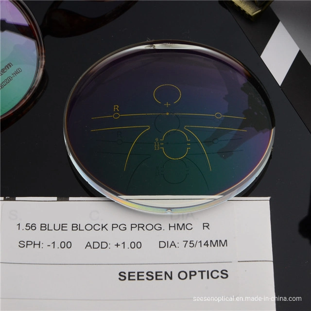 1,56 УФ 420 синего цвета блока разрез Blue Ray Фотохромных линз объектива Hmc прогрессивного Multifocal очки оптические линзы