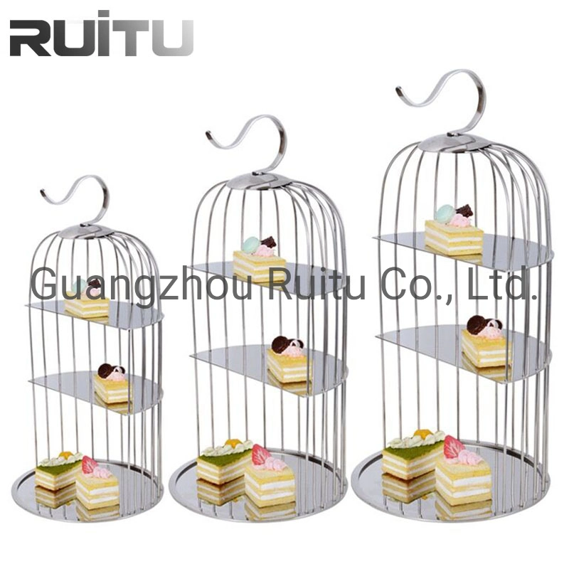 Other Hotel Service Equipment Wedding Decorations Afternoon Tea Bird Cage Stainless Steel Wire Buffet Mirror Platter Risers Dessert Display Cup Cake Stand