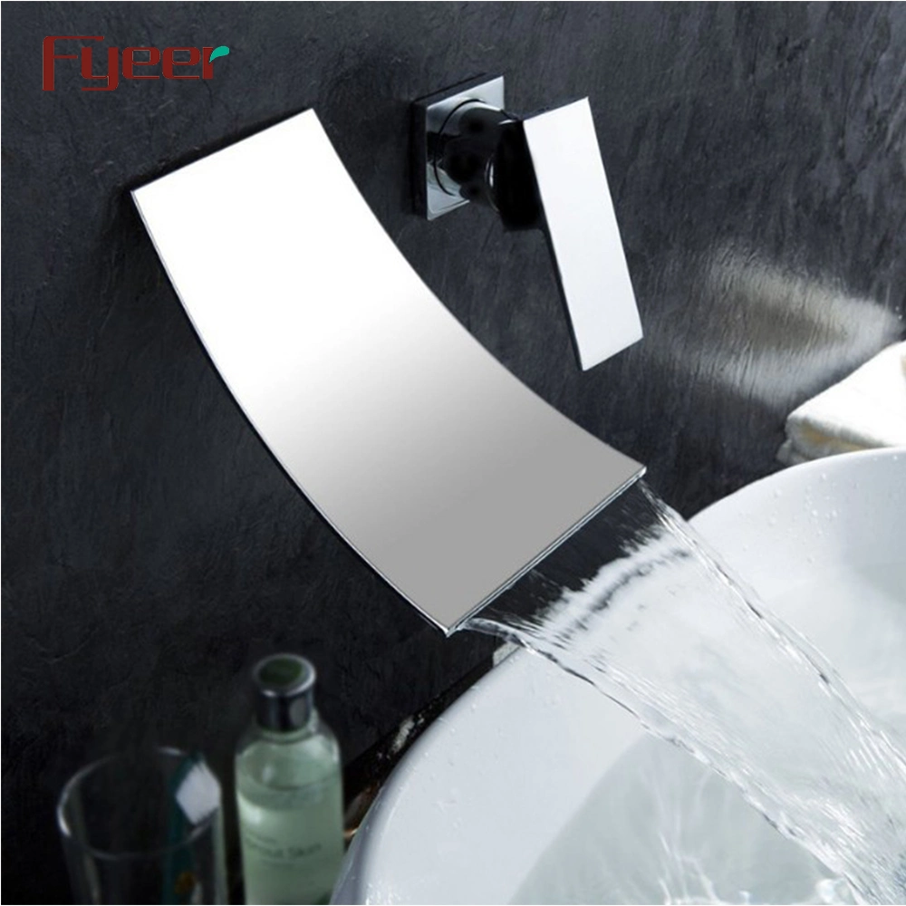 Fyeer Wall Mounted Double Hole Waterfall Basin Faucet