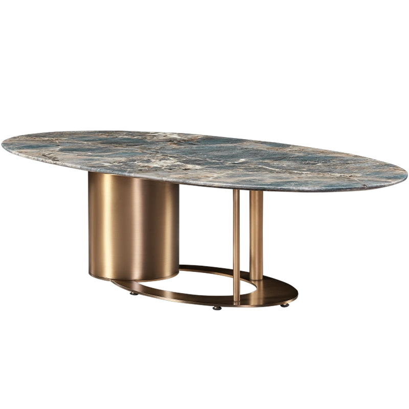 Living Room Furniture Modern Luxury Gold Silver Stainless Couchtisch Sintered Stone Tea Table Set Marble Coffee Table