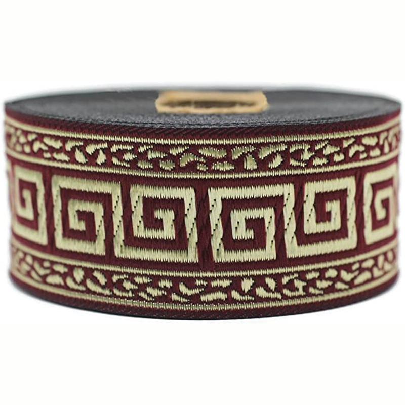 Custom Geometric Greek Key Pattern Nylon Jacquard Trim Border Woven Ribbon Embroidered for Clothing