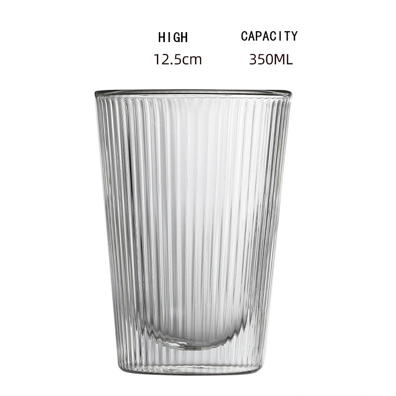 250ml Factory Custom Transparency Striped Beer Glass