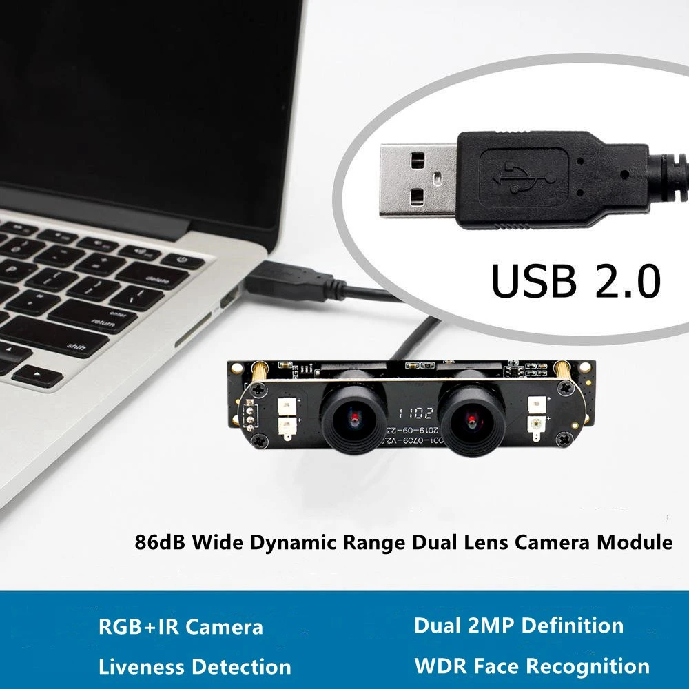 1080P Wide Angle Synchronization Stereo Webcam Dual Lens 2MP 30fps USB Camera Module 3D Video Vr Virtual Reality