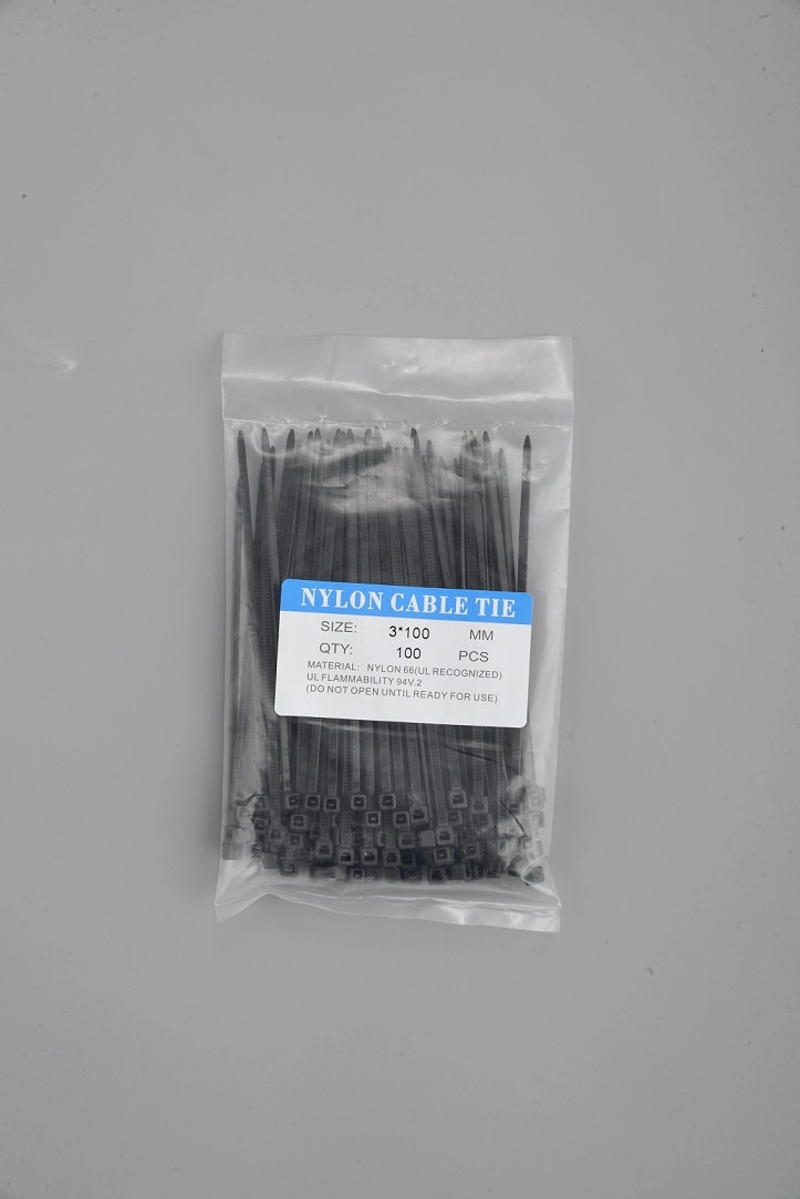 Bridas de nylon flexible negro UV, cierre de cable de plástico de alta calidad