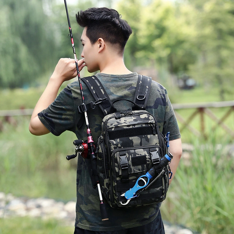 Tourbon Waterproof Storage Protective Shlouder Tackle Bag with Fishing Rod Holder Large Storage Outdoor Sports