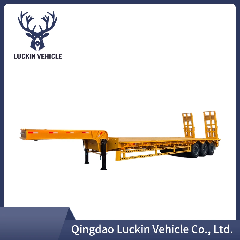 Luckin 4 Axles Lowbed Low Bed Container Gooseneck Excavator Transport Semi Trailer Trucks