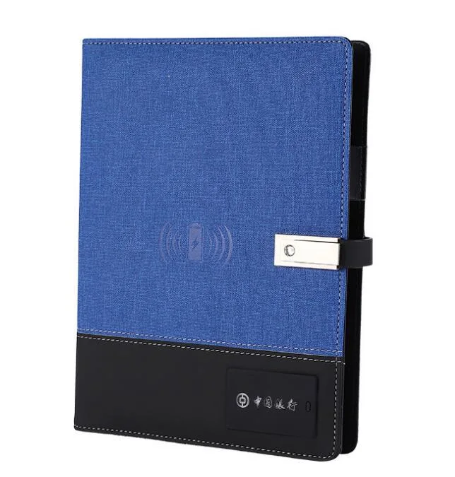 Branding Wireless Charging A5 Executive Power Bank Notebook mit Ladegerät