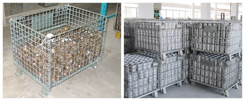 Factory Hot Sale Warehouse Galvanized Folding Wire Mesh Storage Cage Containers