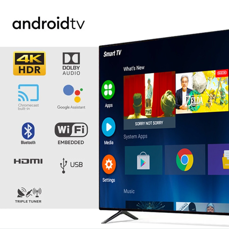 TV 55" 4K UHD Frameless Conception LED LCD TV avec système numérique Smart TV incurvée Android 11.0