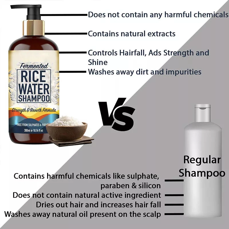 Private Label orgânico força crescimento tratamento de cabelo óleo de cuidados de cabelo Fermentado arroz água cabelo Shampoo e Condicionador