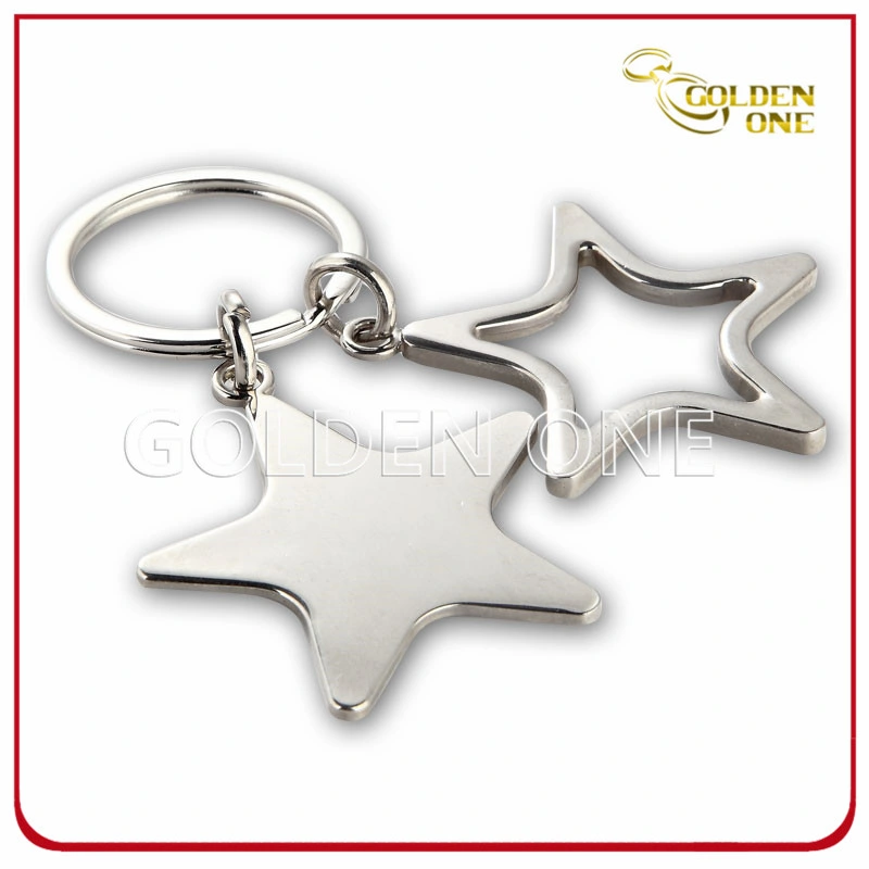 Diseño de estrella en blanco Engravable Niquelado Llavero de metal