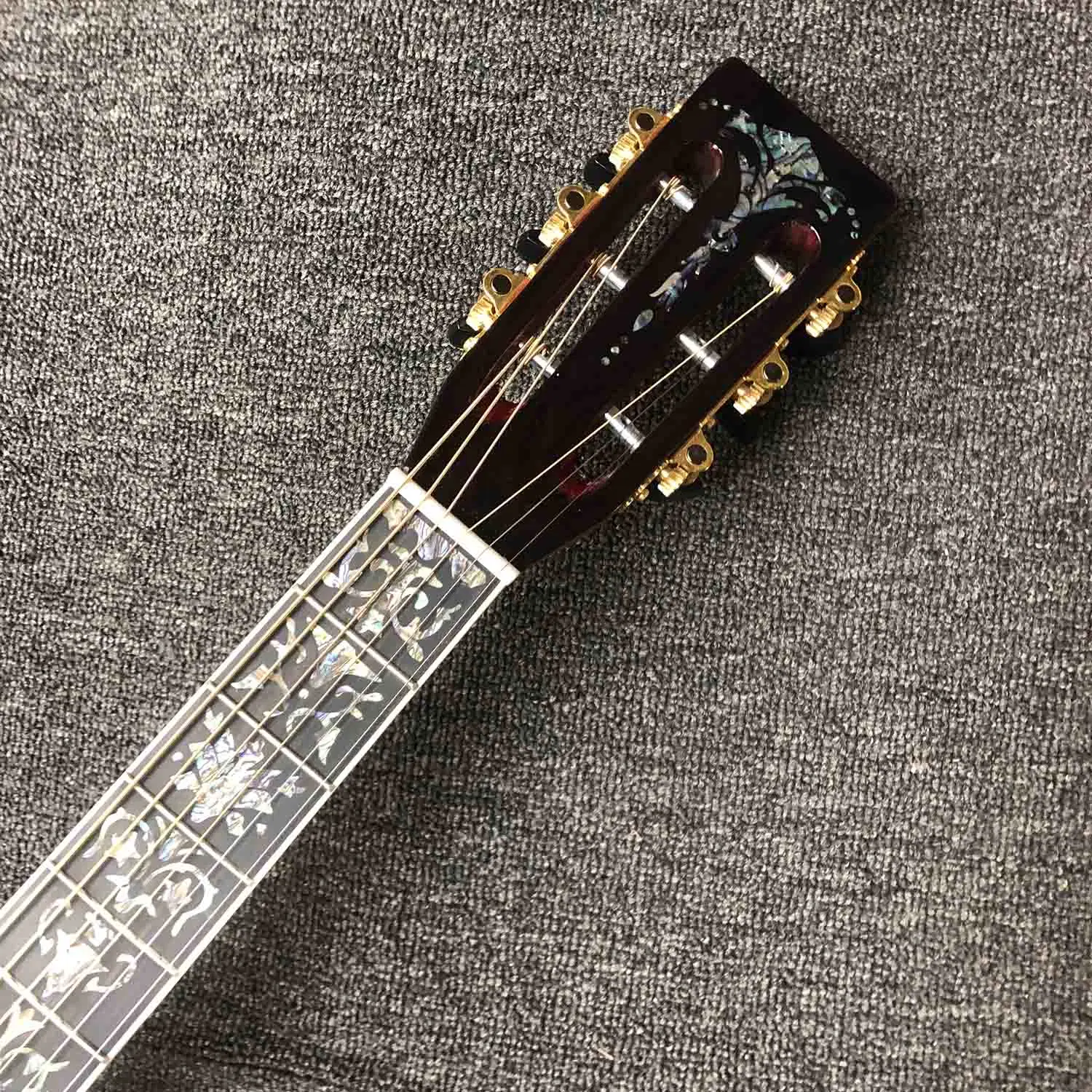 40 Inch Full Koa Wooden Black Finger 000 Mold Style Electric Acoustic Guitar