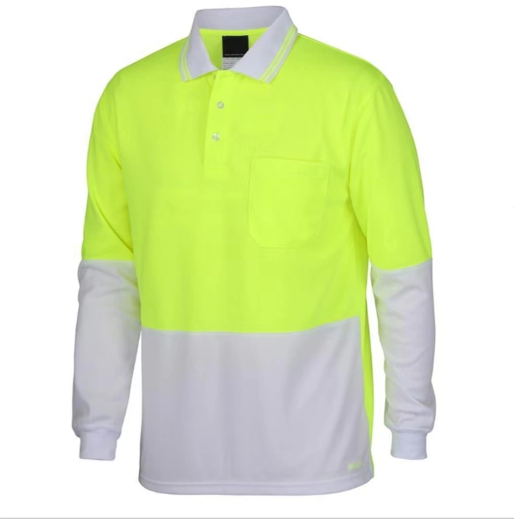 Wholesale Custom All Weather Hi Vis Yellow Grey Polo Safety Shirts High Visibility Long Sleeves Work Wear Manufacturer