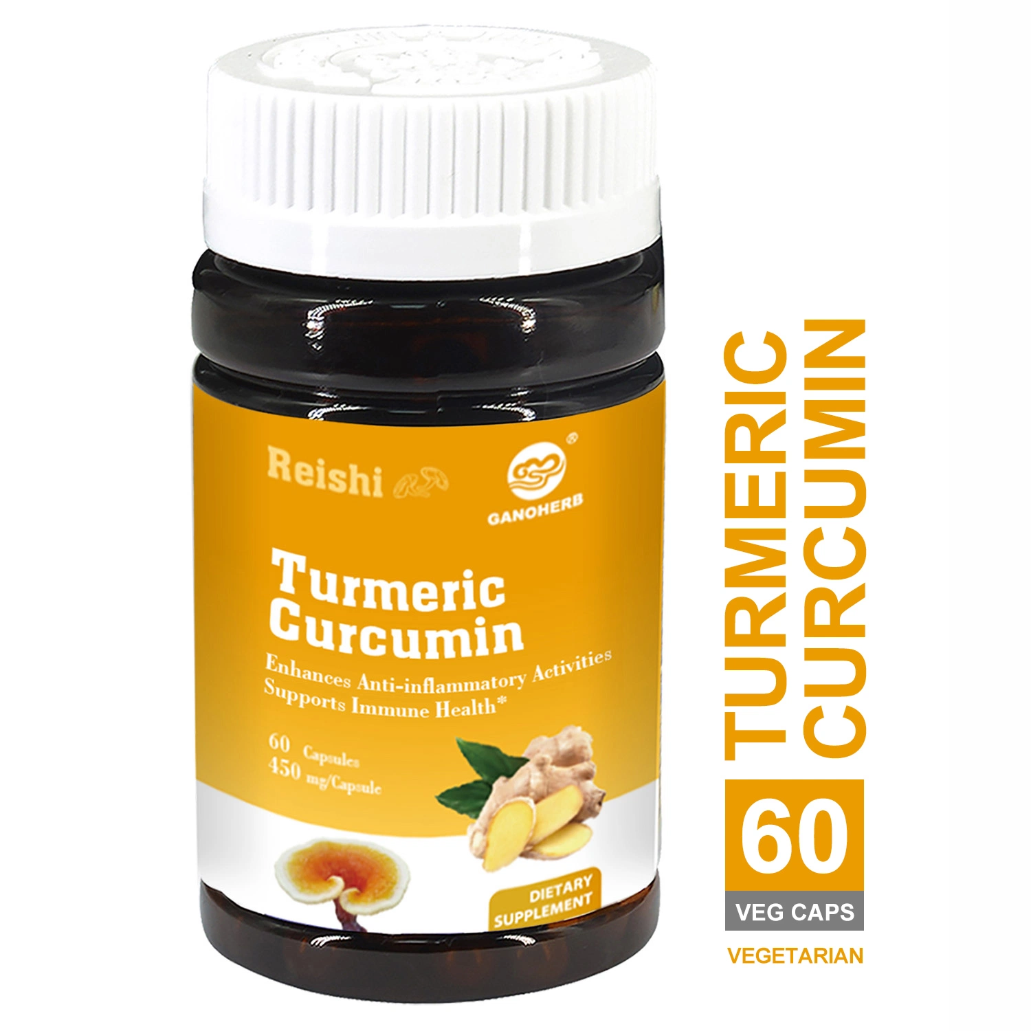 Reishi Herbal Turmeric Curcumin Capsules for Premium Pain Relief