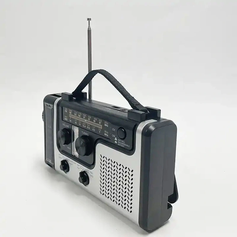 Portátil multifuncional Solar Powered mano manivela Radio Pronóstico del tiempo supervivencia Kit de radio