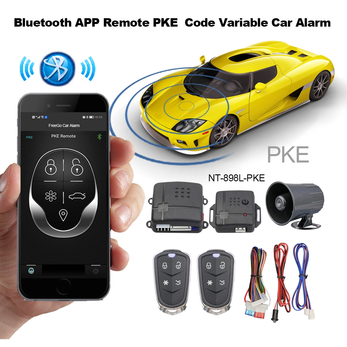 Commande du téléphone application Bluetooth télécommande PKE Code variable alarme de voiture