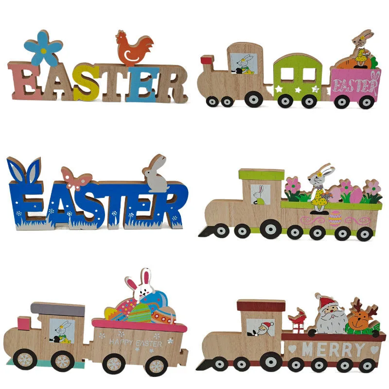 New Easter Wooden Crafts Rabbit Nordic Style Home Wooden Craft Decoration