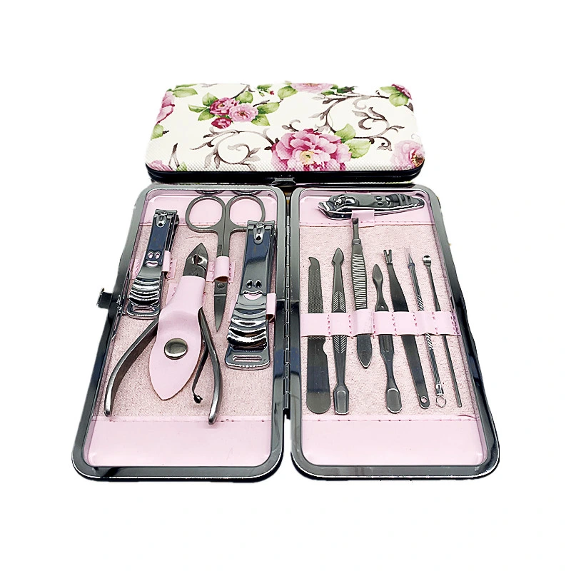 SSS 12 pièces Nail Tools portable Leather Bag Manicure Nail Clipper Ensemble de pinces à ongles Business Gift