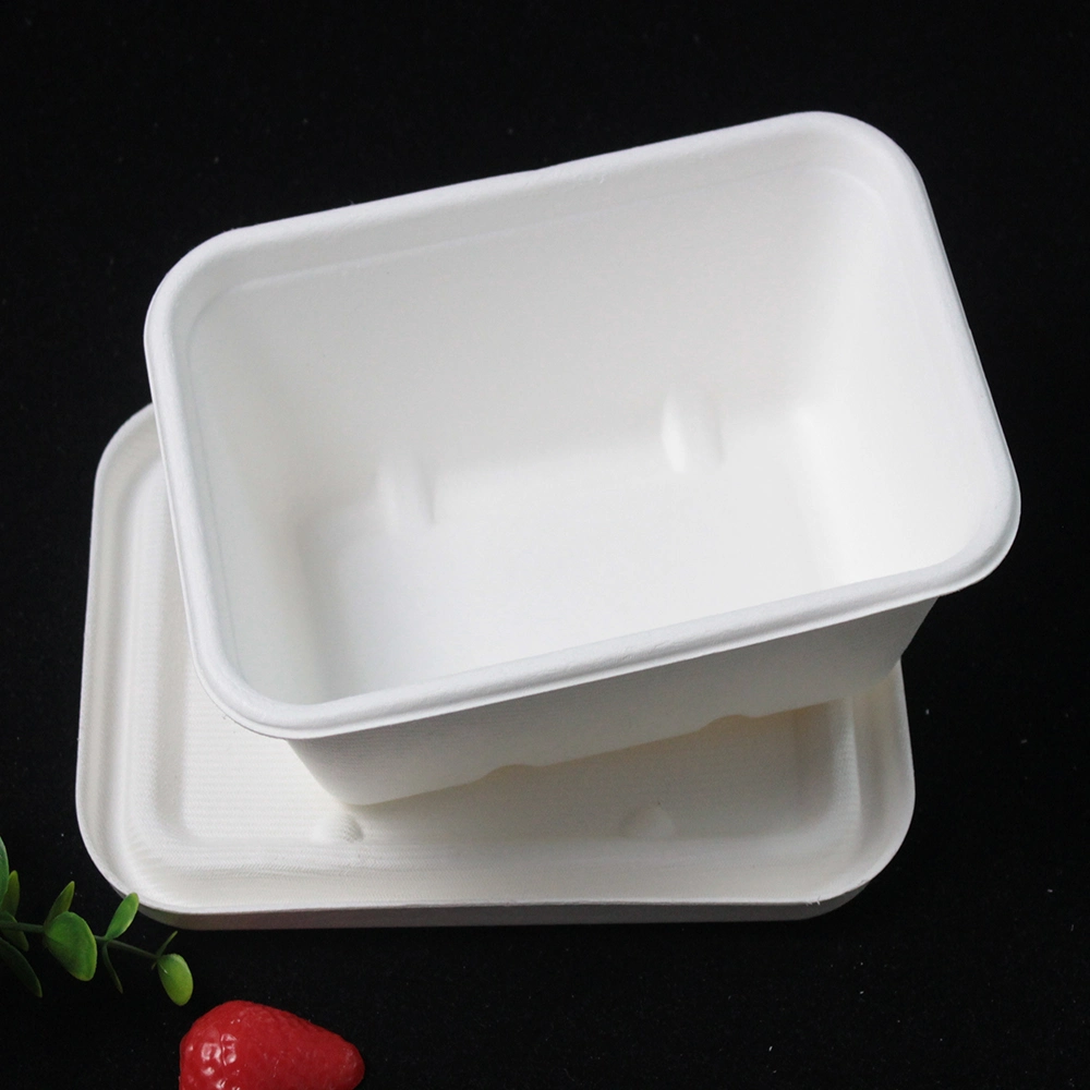 Custom Logo Printed 500ml 700ml 800ml 1000ml Paper Food Containers Biodegradable Sugar Cane Bagasse Lunch Box