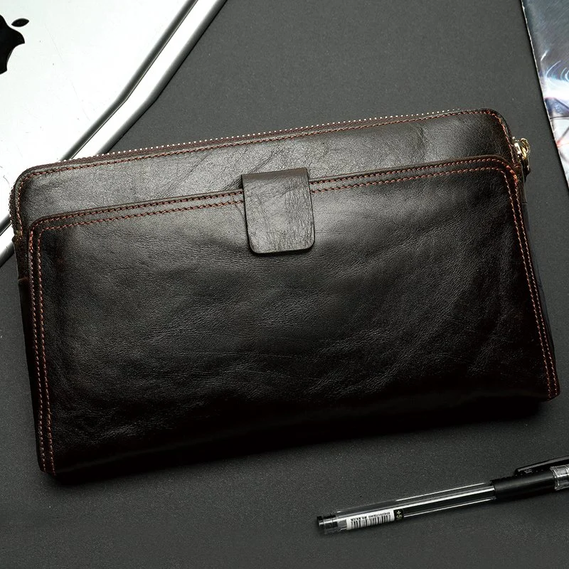 Men's Leather Business Clutch Bag Wallet Cardholder Phone Zipper Purse