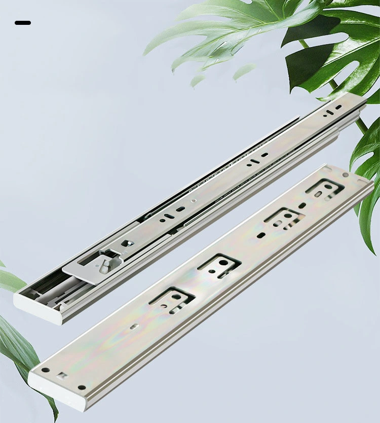 45mm Width 3section Drawer Track Damping Buffer Slide Rail Thickened Household Cabinet Retractable Drawer Slide