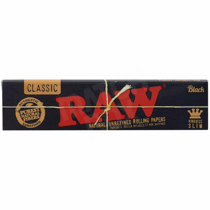 ورق Raw Classic Black King حجم Slim Natural غير مصقول Rolling Paper