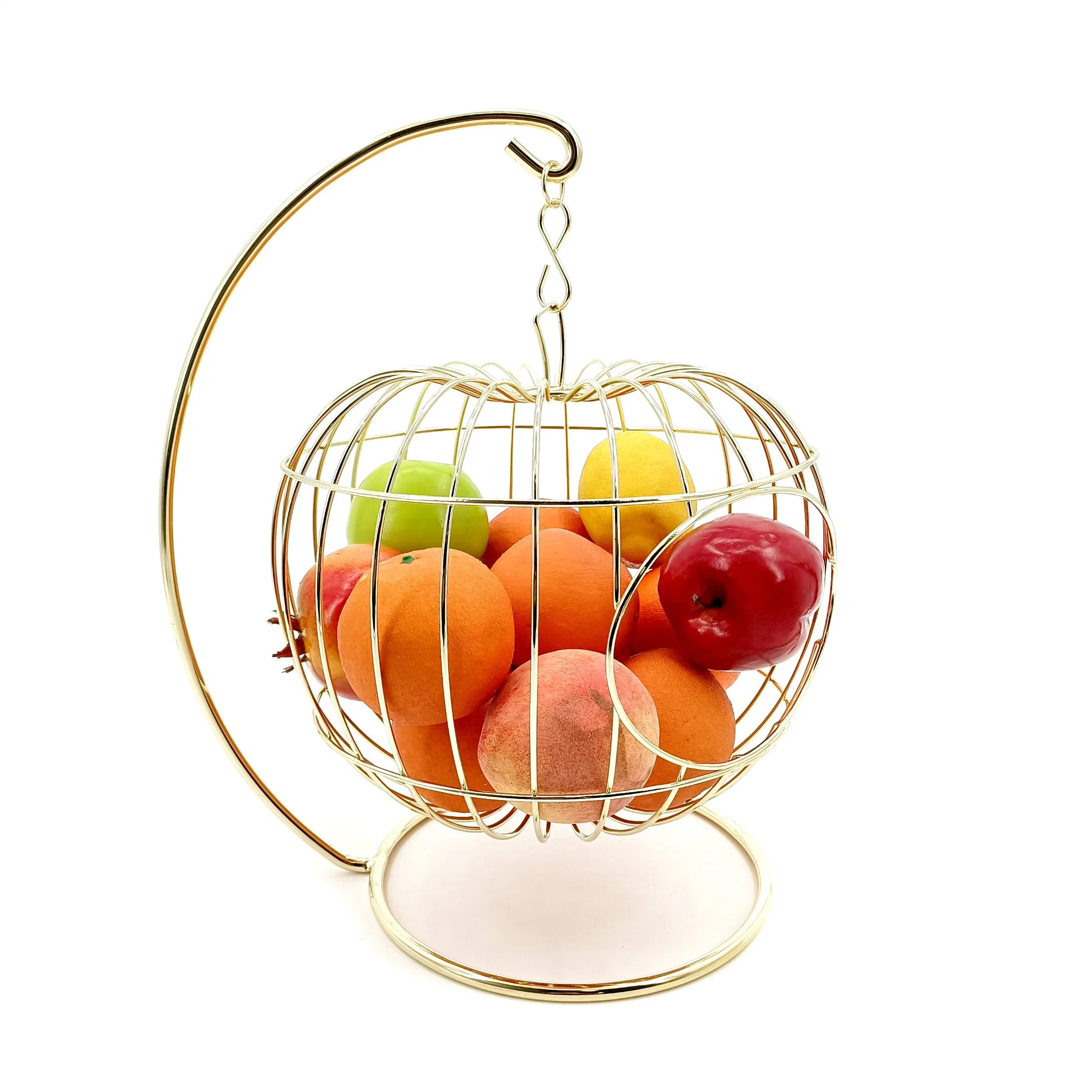 Dekorative robuste &amp; langlebige Frucht Apfel Form Organizer Obst und Gemüse Metalldraht-Korb Lagerung in Gold