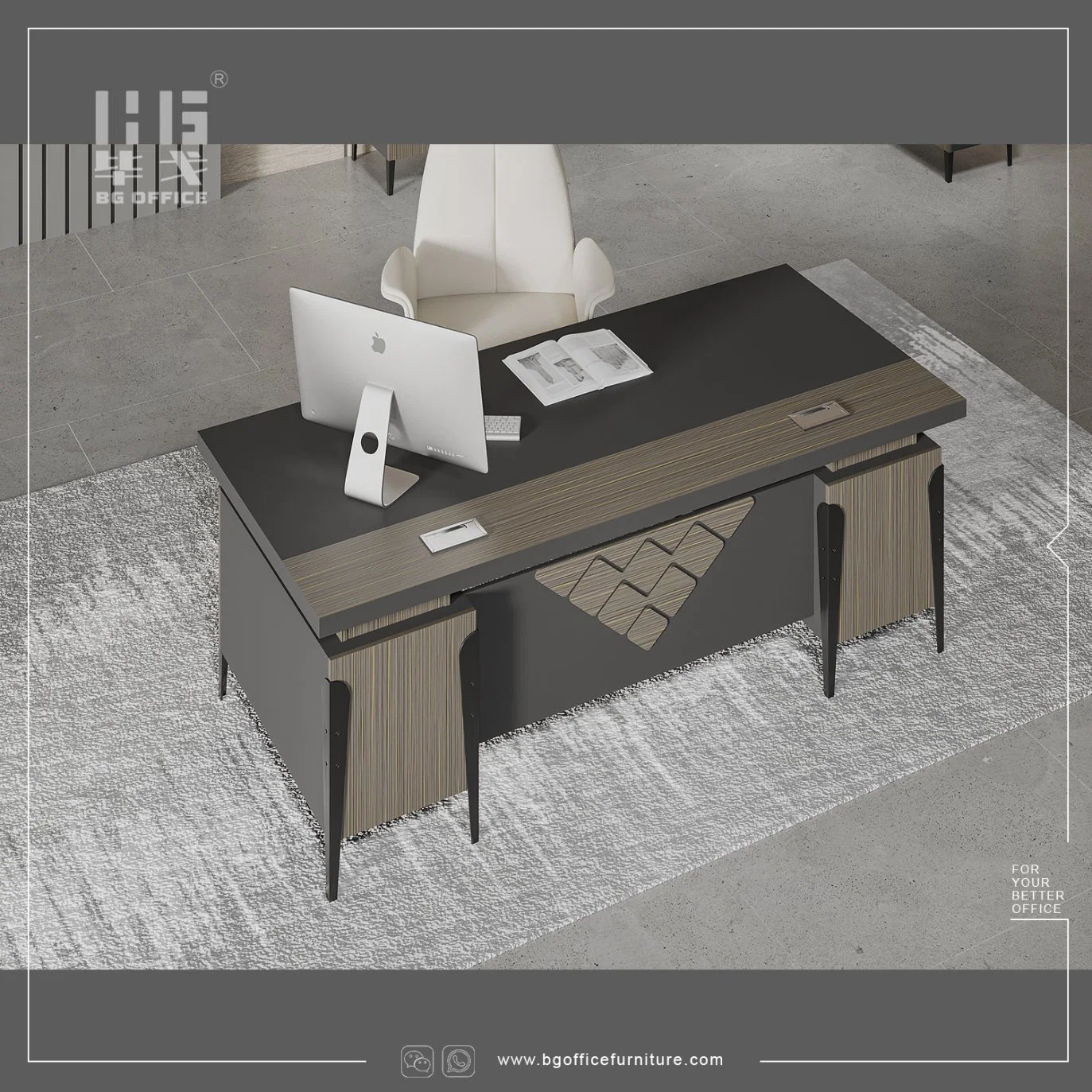 Vente en gros mobilier de bureau Design classique en bois Bureau exécutif Table pour Bureau VIP