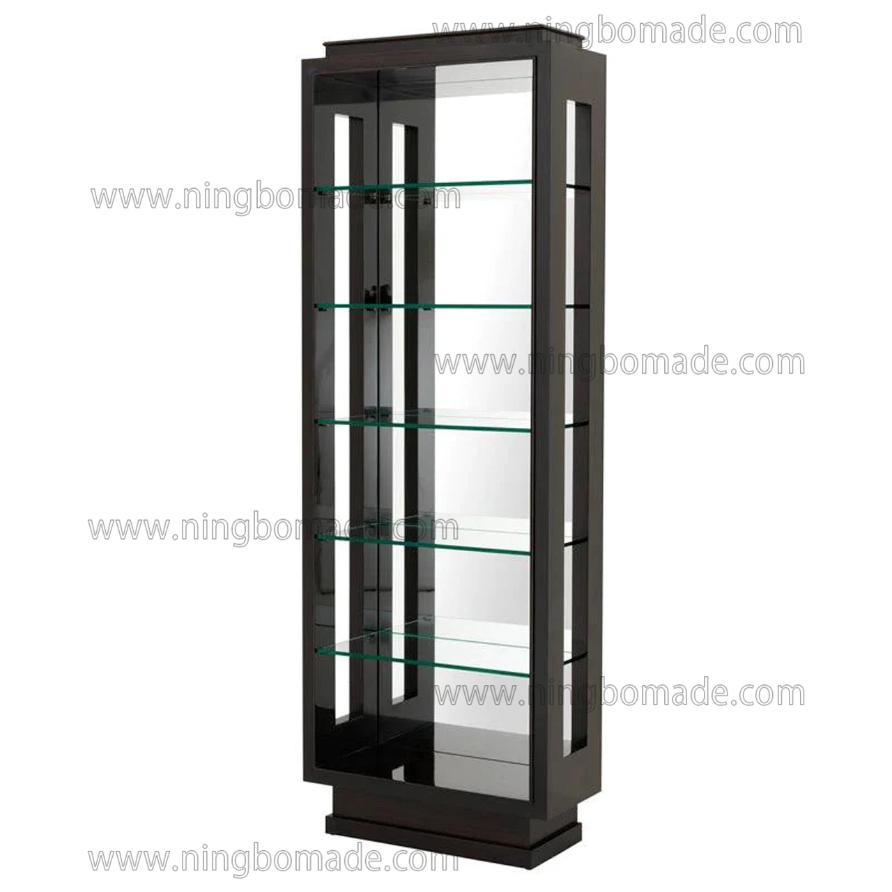 Sleek Perfectly Proportioned Furniture Black Oak Display Cabinet with Tempered Glass