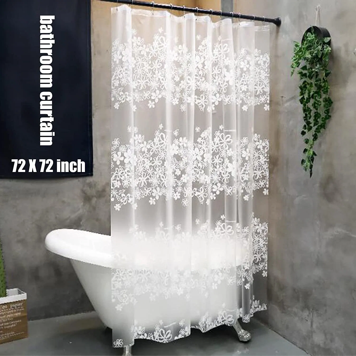 Bathroom Shower Curtain Liner, Heavy Duty Stall Shower Liner PEVA Waterproof Clear 3D Bath Curtain for Home Farmhouse and Hotel