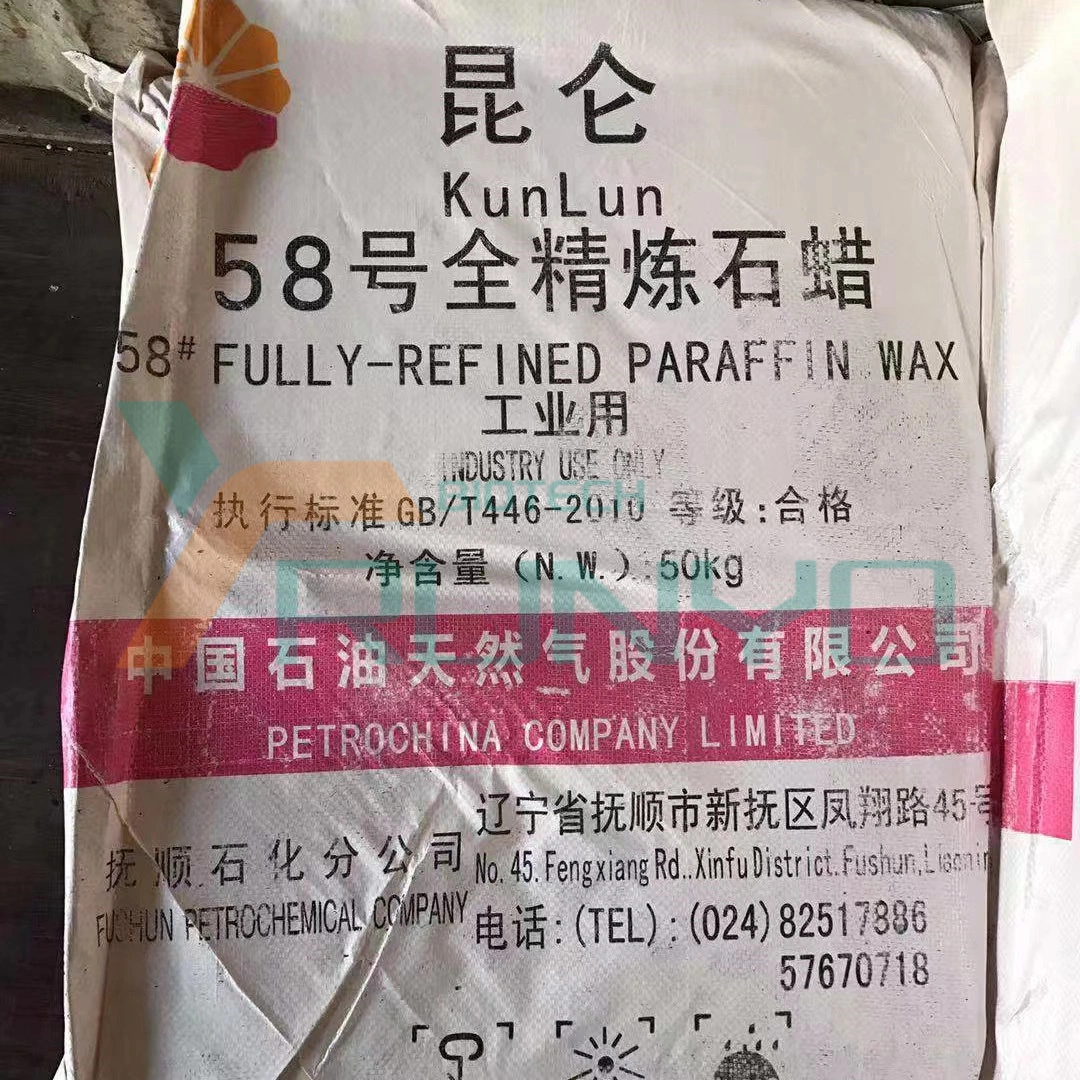 Kunlun Fushun Wholesale Chemical Paraffin 58 60 Cire de paraffine entièrement raffinée pour matériau brut de bougie 8002-74-2.