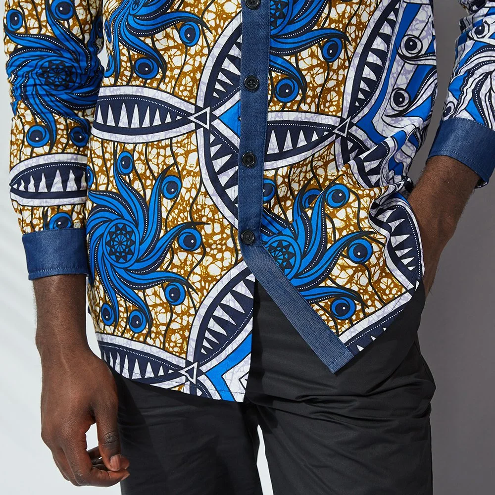 African Print Ethnic Style Men Long Sleeve Shirt Couple Wear