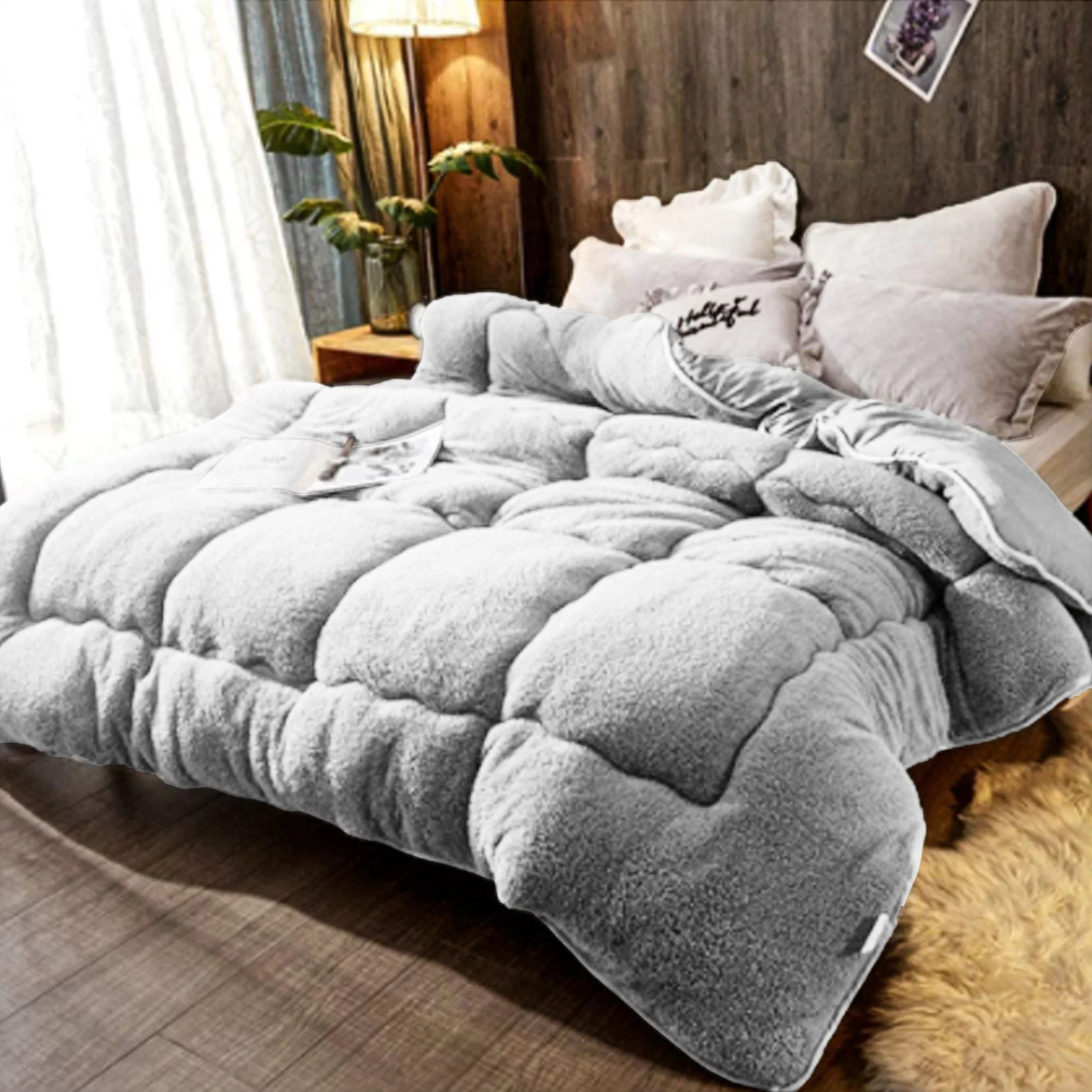 Sherpa Blanket Quilt Piece Bedding Large Double-Sided Plush Softest Comfort