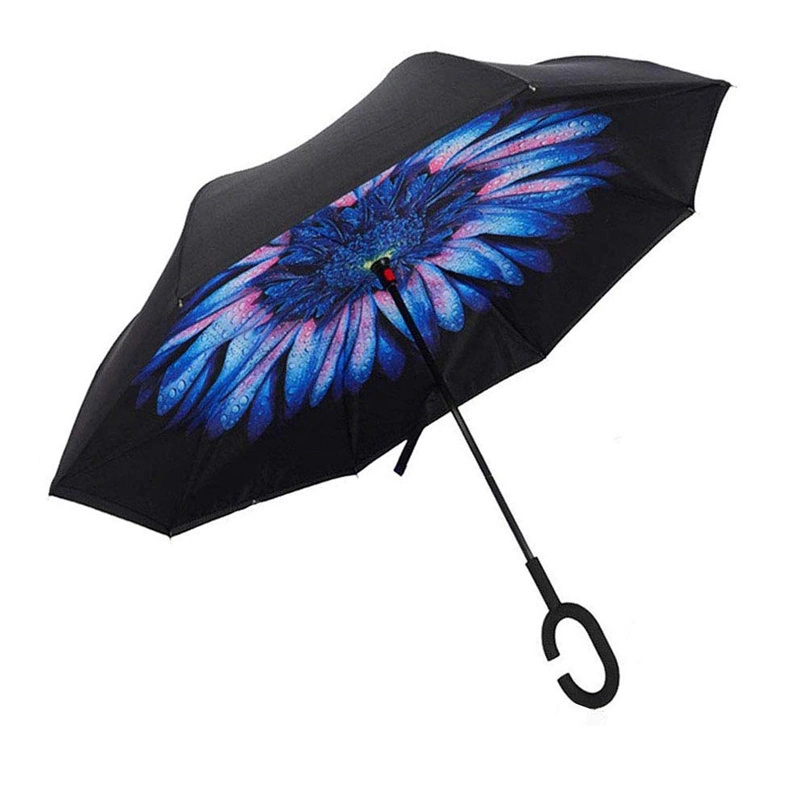 Wholesale Custom C Handle Outdoor Double Layer Folding Inverted Umbrella