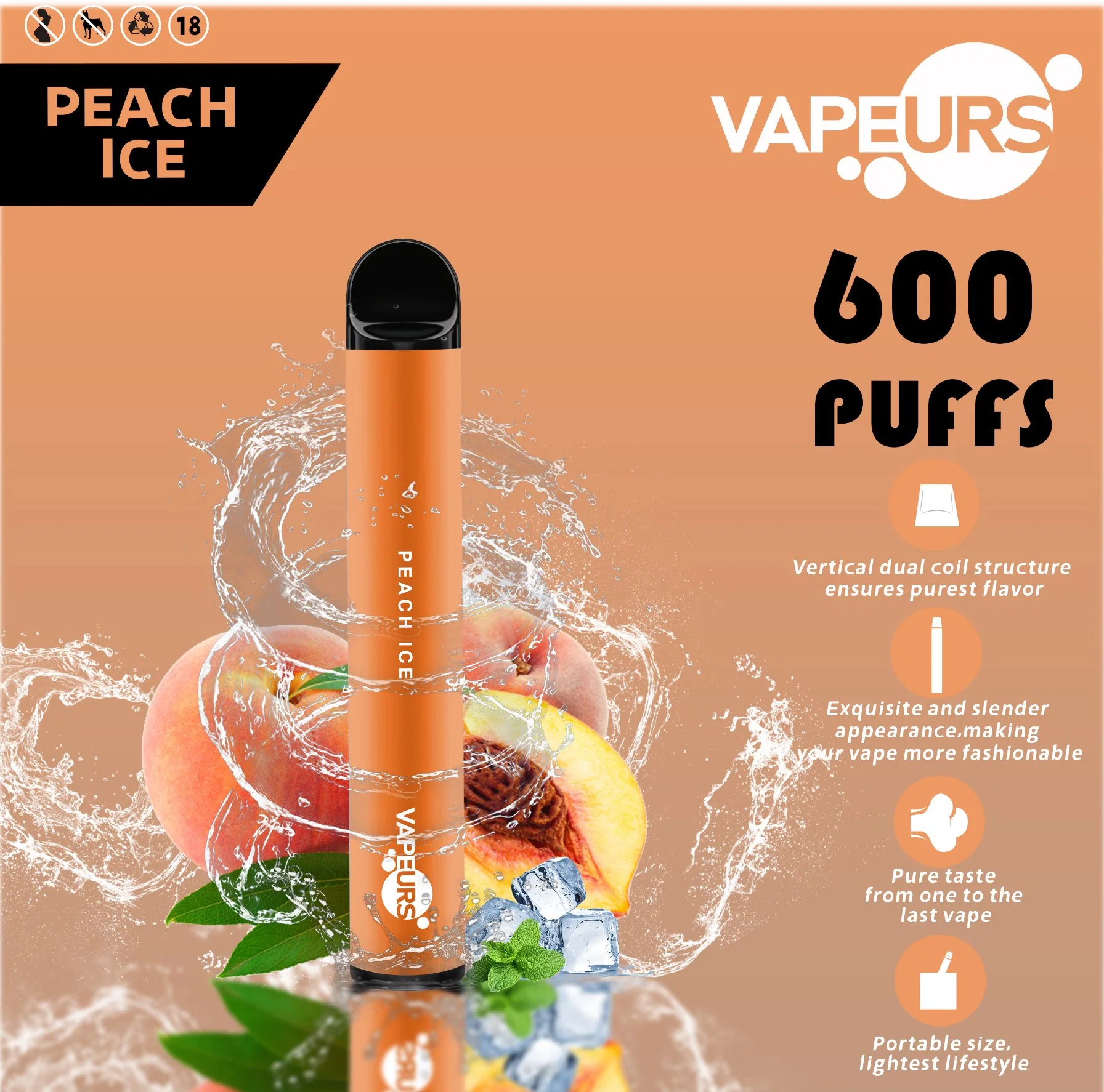 Authentique Vapeurs 600/800 Puff DPT Vope E cigarette jetable 600 Bouffées