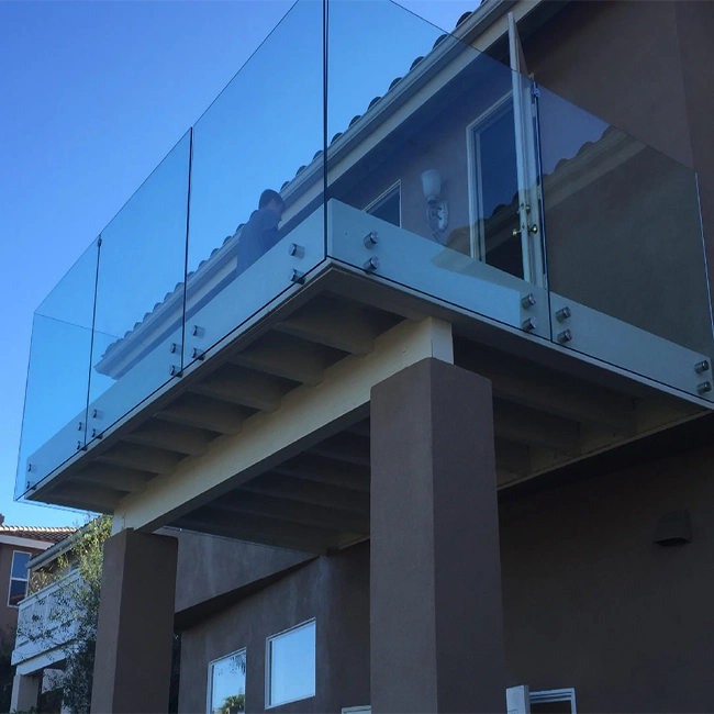 Standoff Handrail with Glass Frameless Glass Railing