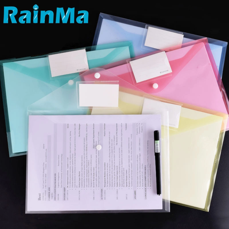 12PCS A4 Transparent PP File Folder Binder Waterproof File Holder Filing Envelope Business Document Organizer Office Supplies
