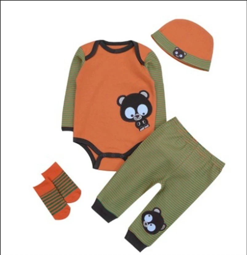 Conjunto de meias para bebé Kiddiezoom mangas compridas Romper e calças para criança