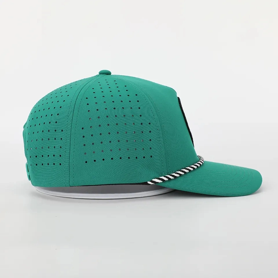 El logotipo de parches personalizados 5 de alta calidad de instrumentos de cuerda verde Papá Hat Deporte impermeable Gorra K una trama de corte láser agujero perforado Deportes Hat