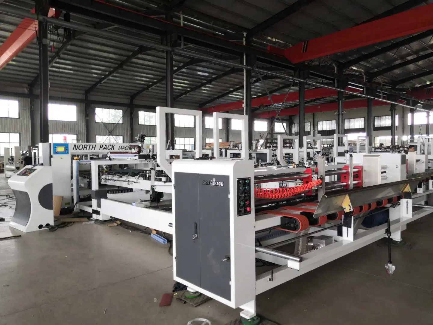 Corrugation cardboard automatic folding gluer stitcher bundler box packing machine