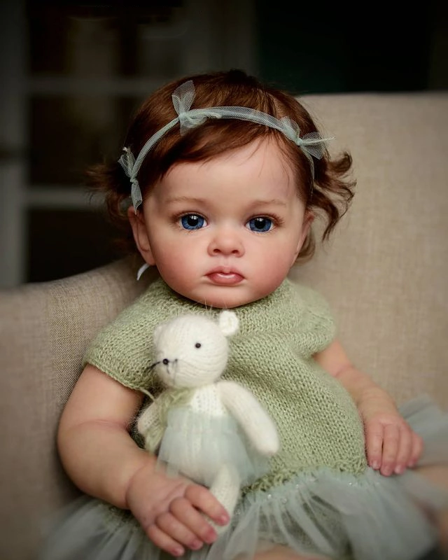 60cm Muñeca completada en la imagen Reborn Doll Tutti Toddler Girl Muñeca pintada a mano con pintura Genesis Muñeca de piel 3D de alta calidad