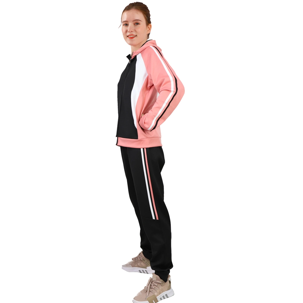 Deportes suelta la ejecución de la Pura banda de color de moda ropa Fitness Tops de manga larga y pantalones mujer dos piezas de ropa deportiva Set