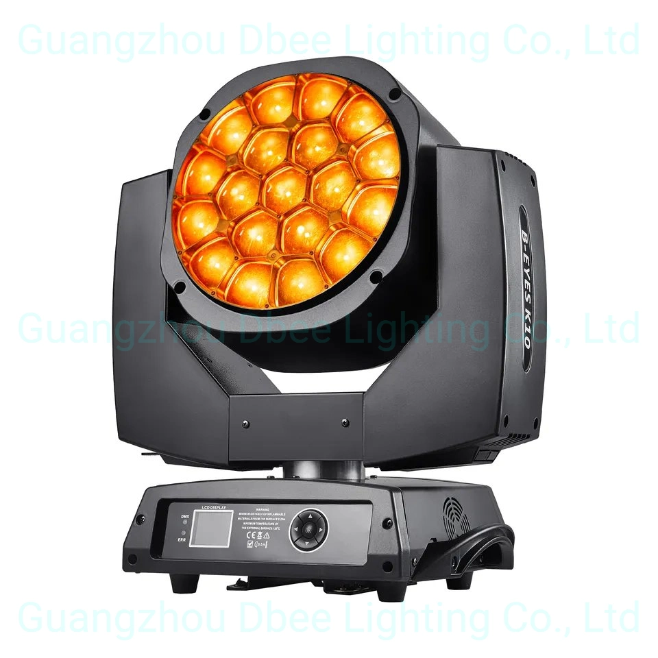 Professional Stage Effect Lighting K10 19PCS 15W RGBW LED Zoom Beam Wash B Bee Eye DMX Stage Lighting