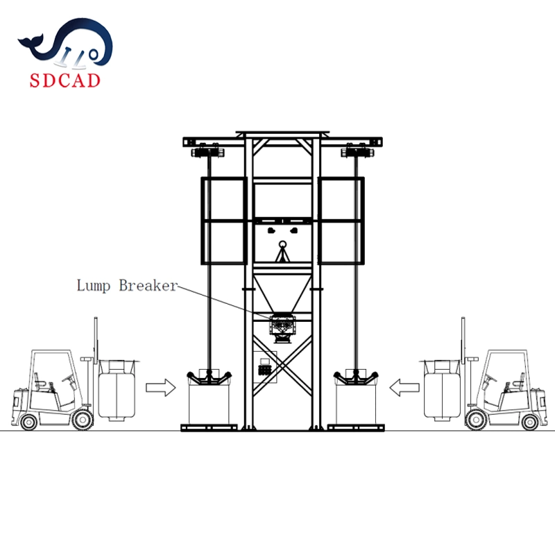 Sdcad 1000kg Bulk Bag Rubber Plastic Granule Packing Machine Unloading Station